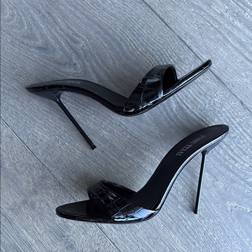 Paris Texas Black Croc Stilettos, 39